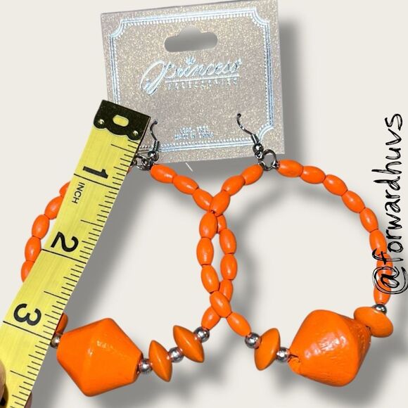 Bundle Sale 3 for $15 | Princess Accessories Orange Hoop Earrings - Picture 4 of 7